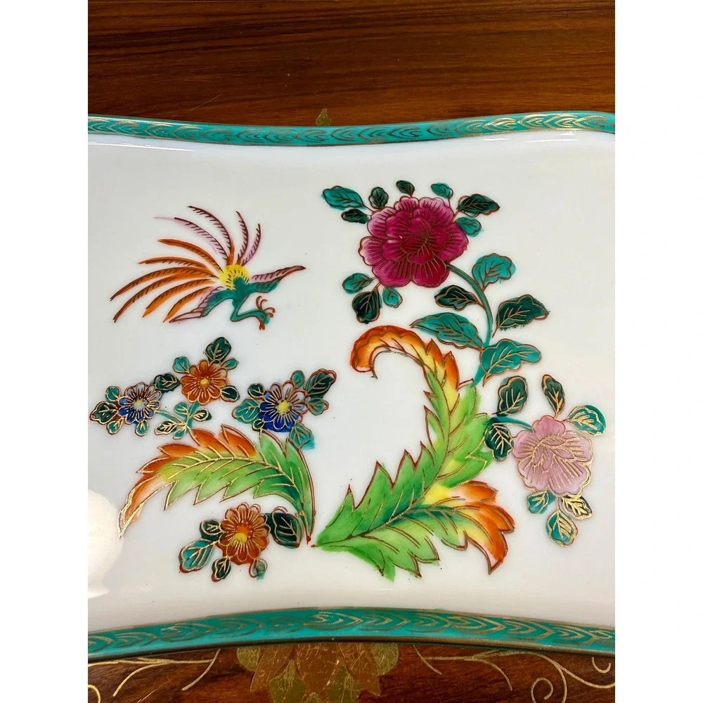 Vintage Charleton Porcelain Vanity Tray, Bird of Paradise Jewelry Tray